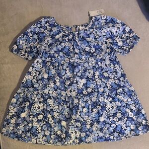 Gap Toddler Blue Floral cotton Tiered Dress